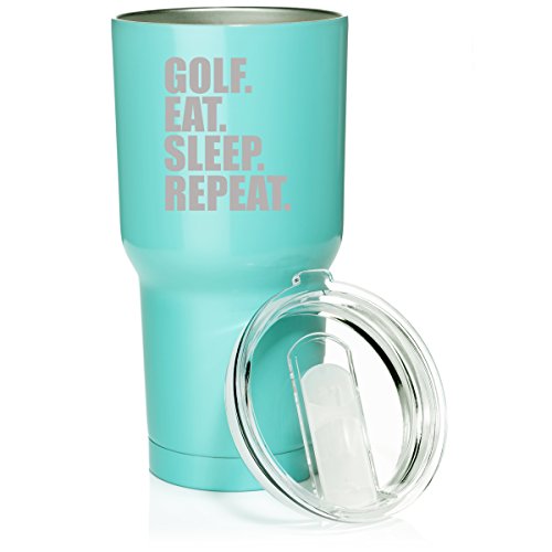 30 oz. Tumbler Stainless Steel Vacuum Insulated Travel Mug Golf Eat Sleep Repeat (Light Blue)