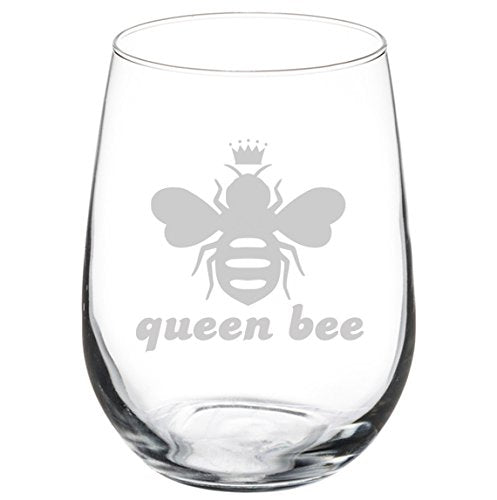 Wine Glass Goblet Queen Bee (17 oz Stemless),MIP