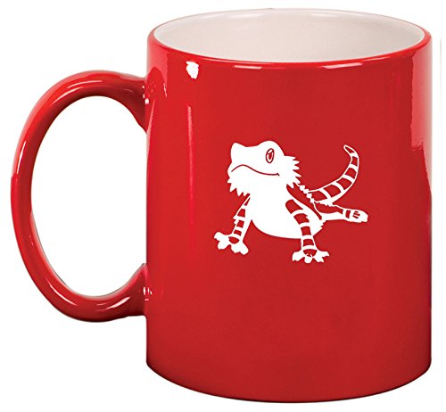 Ceramic Coffee Tea Mug Cup Bearded Dragon Lizard (Red)