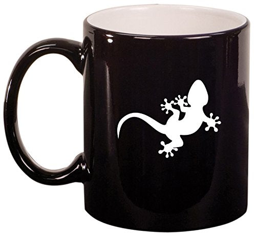 Ceramic Coffee Tea Mug Cup Gecko Lizard (Black)