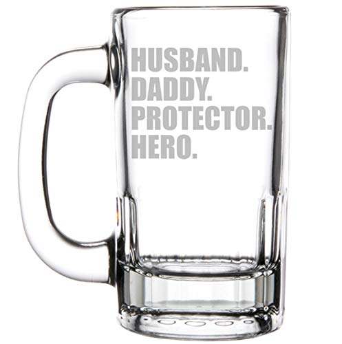 12oz Beer Mug Stein Glass Father Dad Husband Daddy Protector Hero