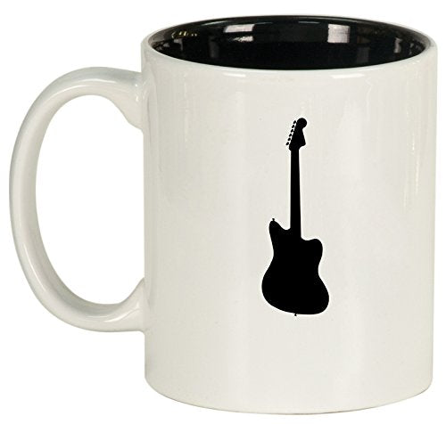 Ceramic Coffee Tea Mug Cup Bass Guitar (White)