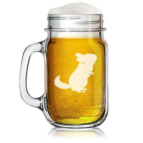 16oz Mason Jar Glass Mug w/Handle Chinchilla