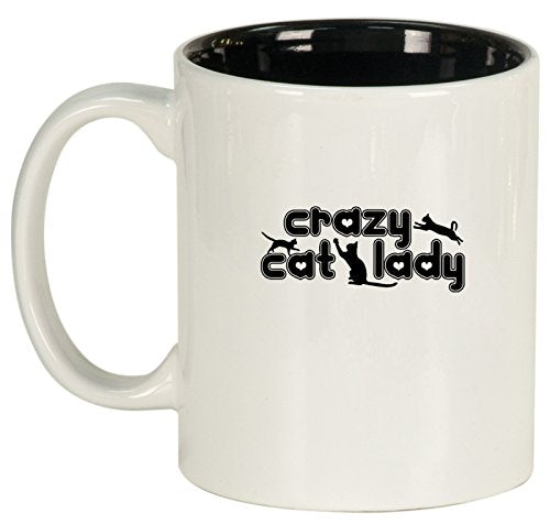 Ceramic Coffee Tea Mug Crazy Cat Lady (White)