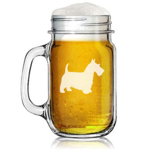 16oz Mason Jar Glass Mug w/Handle Scottie Scottish Terrier