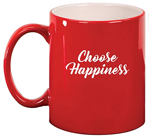 Ceramic Coffee Tea Mug Cup Choose Happiness (Red)