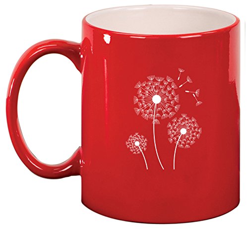 Ceramic Coffee Tea Mug Cup Dandelions (Red)