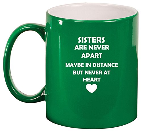 Ceramic Coffee Tea Mug Cup Sisters Long Distance Love (Green)