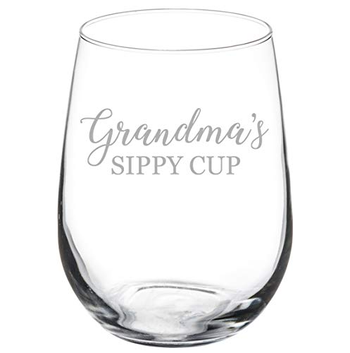 Wine Glass Goblet Grandma's Sippy Cup Grandmother Funny (17 oz Stemless)