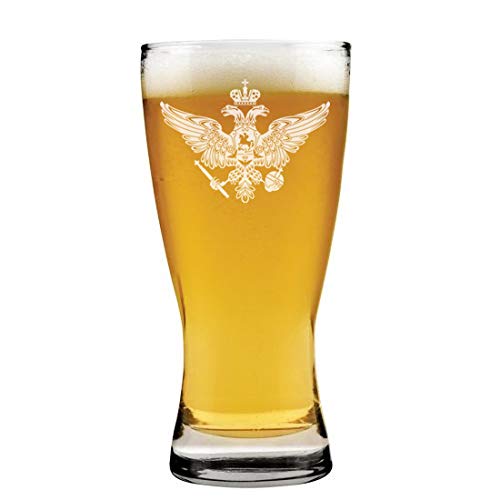 15 oz Beer Pilsner Glass Coat Of Arms Of Russia Russian Eagle