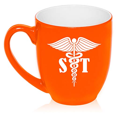 16 oz Large Bistro Mug Ceramic Coffee Tea Glass Cup Speech Therapist (Orange)