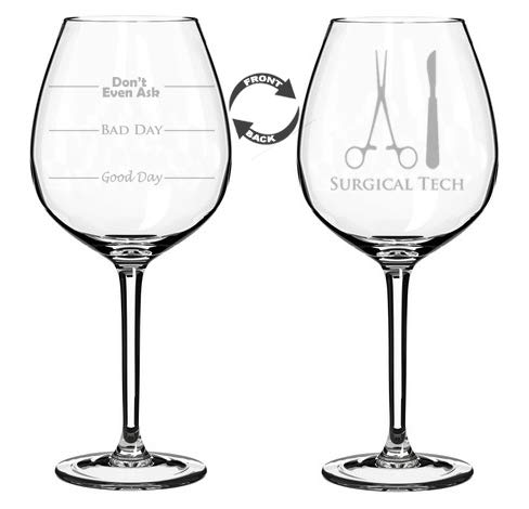 Wine Glass Goblet Two Sided Surgical Tech (20 oz Jumbo)