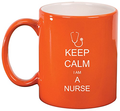 Ceramic Coffee Tea Mug Keep Calm I Am A Nurse (Orange)