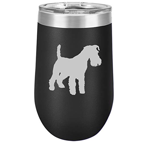 16 oz Double Wall Vacuum Insulated Stainless Steel Stemless Wine Tumbler Glass Coffee Travel Mug With Lid Miniature Schnauzer