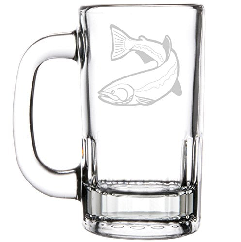 12oz Beer Mug Stein Glass Fishing Trout