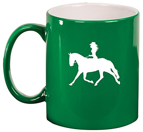 Ceramic Coffee Tea Mug Cowgirl Riding Horse (Green)