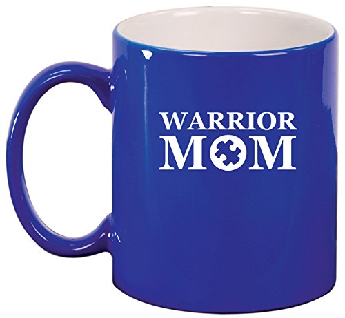 Ceramic Coffee Tea Mug Warrior Mom Autism (Blue)