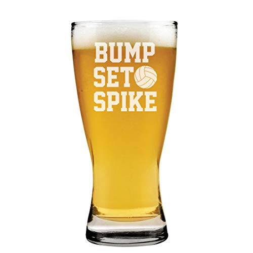 15 oz Beer Pilsner Glass Bump Set Spike Volleyball