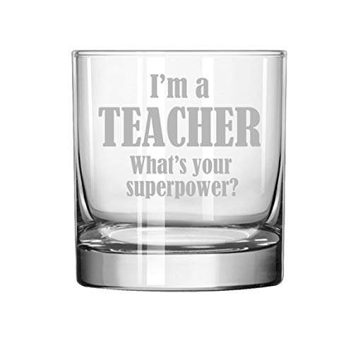 11 oz Rocks Whiskey Highball Glass Teacher Superpower