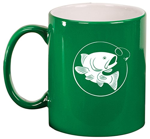 Ceramic Coffee Tea Mug Cup Fly Fishing (Green)