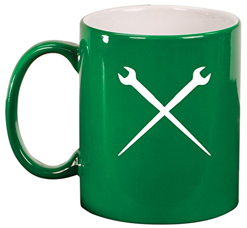 Ceramic Coffee Tea Mug Cup Spud Wrenches Iron Worker (Green)
