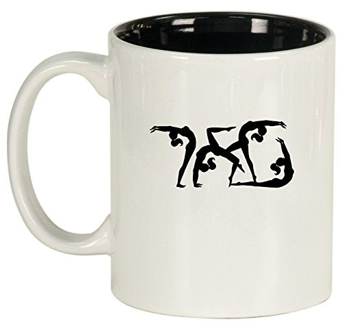 Ceramic Coffee Tea Mug Cup Female Gymastics (White)