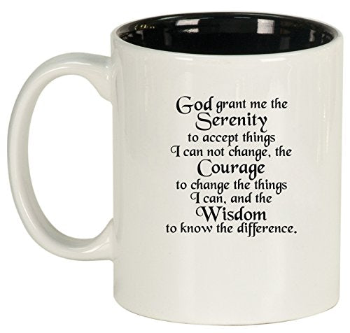 Ceramic Coffee Tea Mug Cup Serenity Quote (White)