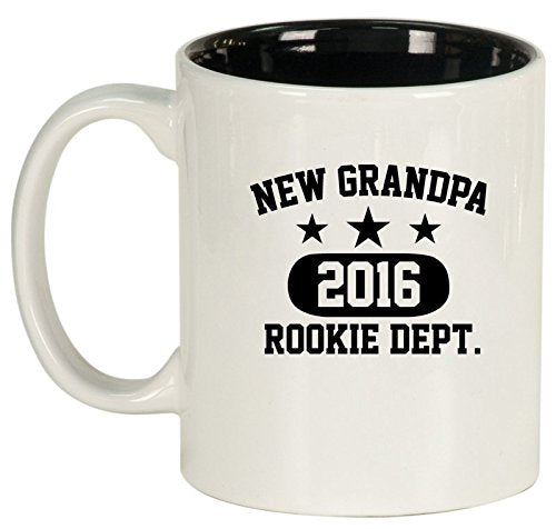 Ceramic Coffee Tea Mug Cup New Grandpa 2016 Grandfather Rookie Dept (White)