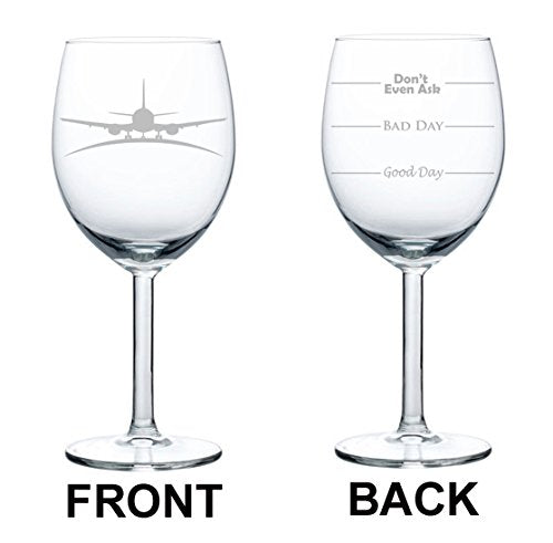 Wine Glass Goblet Two Sided Airplane Pilot Flight Attendant (10 oz)