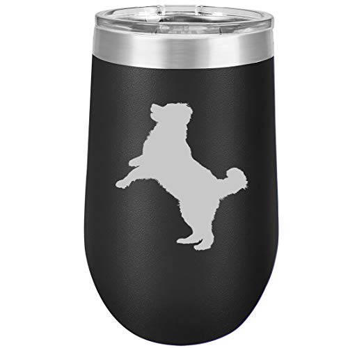 16 oz Double Wall Vacuum Insulated Stainless Steel Stemless Wine Tumbler Glass Coffee Travel Mug With Lid Bernese Mountain Dog (Black)