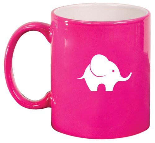 Hot Pink Ceramic Coffee Tea Mug Baby Elephant