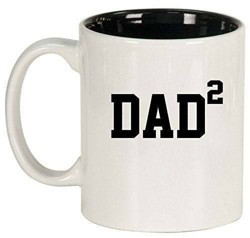 Ceramic Coffee Tea Mug Cup DAD x2 Squared Father Of 2 (White)
