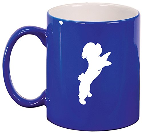 Ceramic Coffee Tea Mug Cup Bichon Frise (Blue)