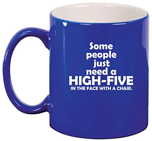 Ceramic Coffee Tea Mug Cup People Need High-fives Funny (Blue)