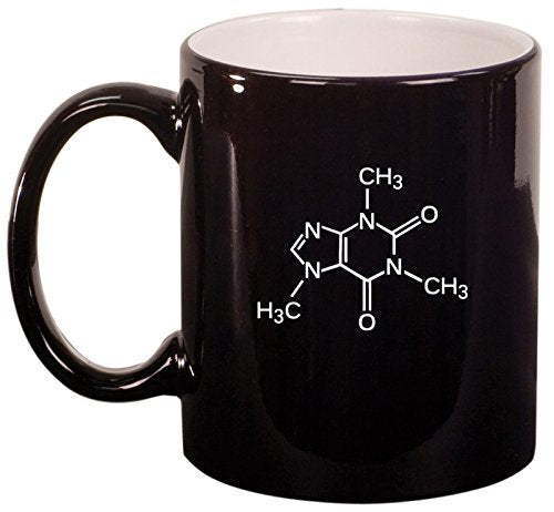Ceramic Coffee Tea Mug Caffeine Molecule (Black)