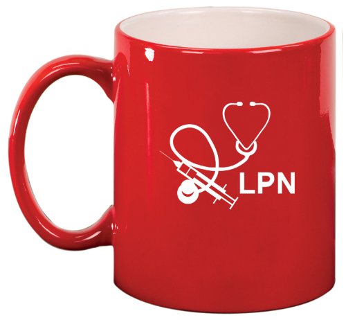 Red Ceramic Coffee Tea Mug Licensed Practical Nurse LPN Stethoscope