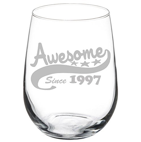 Wine Glass Goblet Funny 21st Birthday Awesome Since 1997 (17 oz Stemless)