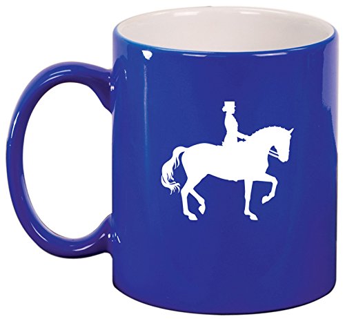 Ceramic Coffee Tea Mug Cup Dressage Horse With Rider (Blue)