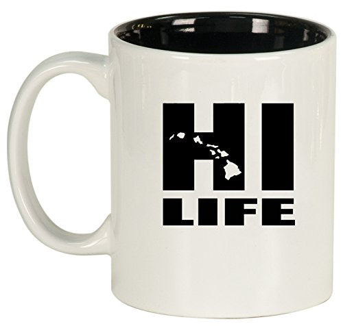 Ceramic Coffee Tea Mug Cup HI Life Hawaiian Islands Hawaii (White)