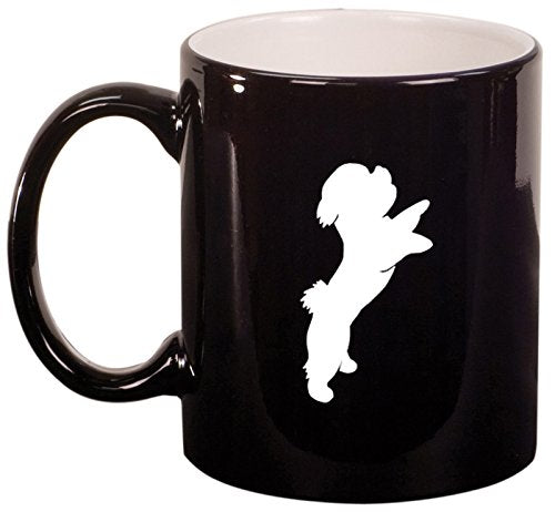 Ceramic Coffee Tea Mug Cup Bichon Frise (Black)