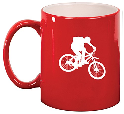 Ceramic Coffee Tea Mug Cup Mountain Biker Bike (Red)