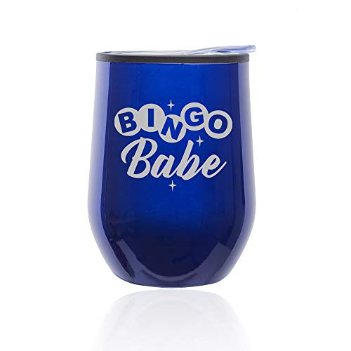 Stemless Wine Tumbler Coffee Travel Mug Glass With Lid Bingo Babe