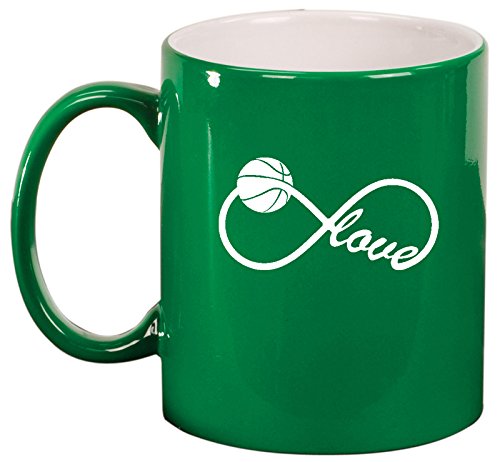 Ceramic Coffee Tea Mug Cup Infinite Infinity Love for Basketball (Green)