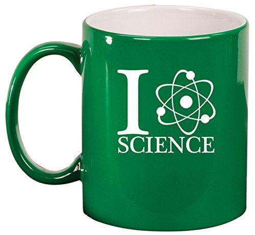 Ceramic Coffee Tea Mug Atoms I Love Science (Green)