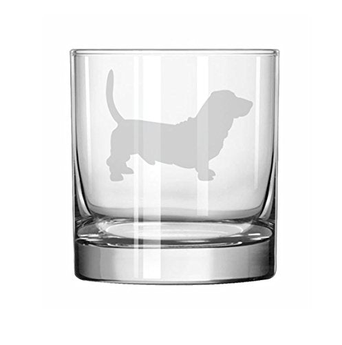 11 oz Rocks Whiskey Highball Glass Basset Hound