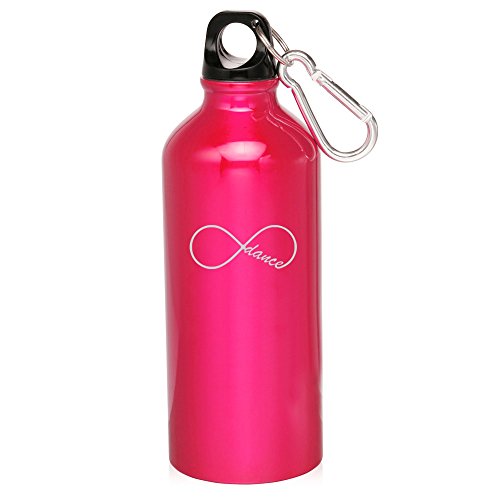 20oz Aluminum Sports Water Bottle Caribiner Clip Infinity Dance Forever (Hot Pink)