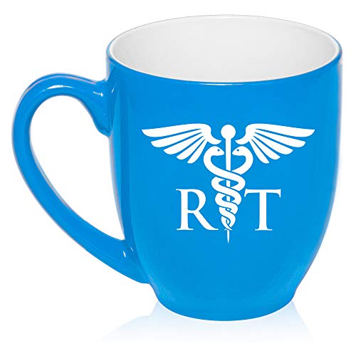 16 oz Large Bistro Mug Ceramic Coffee Tea Glass Cup RT Rad Tech Radiologic Technologist (Light-Blue)