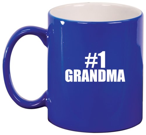 #1 Grandma Ceramic Coffee Tea Mug Cup Blue Gift for Grandma