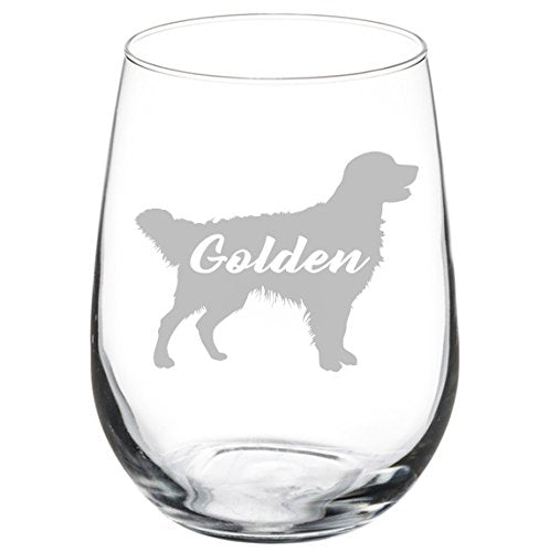 Wine Glass Goblet Golden Retriever 'Golden' (17 oz Stemless)