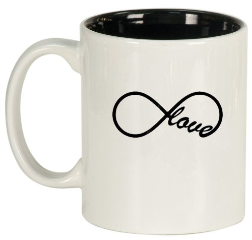 Infinity Infinite Love Ceramic Coffee Tea Mug Cup White Black
